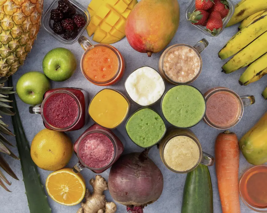 smoothies and fruits